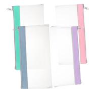 LAPYAPPE 4piezas Bolso De Dinero Transparente con Cheques para Presupuestar y Bancario Rosa Verde Azul