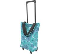 LAPYAPPE Bolsa de Compra Plegable con Ruedas y Asa Carrito de Portátil para Supermercado para y Uso Diario Capacidad de Diseño Elegante Color Azul con Motivo de Margaritas