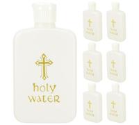 LAPYAPPE Botellas Decorativas de Plástico Color Marfil 100 Ml Cruz Dorada, Set de 6 Unidades para Agua Consagrada, Bautizo y Decoración Religiosa en Eventos y Hogares