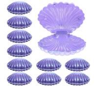 LAPYAPPE Caja de Dulces para Bodas y Fiestas, 10 Piezas Pequeñas de 8.5 Cm, Caja de Conchas Marinas en Color Púrpura Perlado, Reutilizable y Resistente para Embalaje y Almacenamiento
