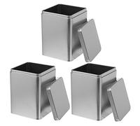 LAPYAPPE Caja Metálica para Té 3 Piezas 80 Mm Alta Plata Mate Tapa Interior, Recipientes para Té Compactos y Portátiles para Uso Doméstico y Comercial