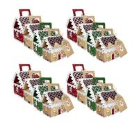LAPYAPPE Cajas para Dulces Navideñas Forma de Casita de Jengibre 16 Piezas de Papel Kraft Reciclable Ideales para Envolver Postres y Regalos Fiestas de Navidad