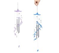 LAPYAPPE Campanas de Viento Decorativas Hogar en Aluminio y Plástico Azul, 2 Piezas, Belleza Visual y Aviso de Cambios Climáticos para Decoración Relajada