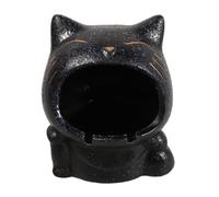 LAPYAPPE Cenicero Capacidad Grande de Cerámica Diseño de Gato Negro y Aplicación Versátil, Adecuado para Decoración Creativa en Exteriores y Porche