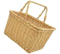 LAPYAPPE Cesta de Mano Tejida para Frutas y Verduras con Asa, Cesta Organizadora de Pp para Cocina y Despensa, Práctica y Natural para Guardar Aperitivos