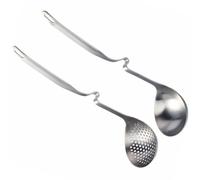 LAPYAPPE Cucharas Ranuradas Colgantes Juego de 2 Piezas de Acero Inoxidable Gancho para Buffet y Cocina Profesional para Sopa y Olla Caliente