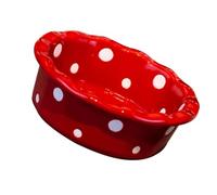 LAPYAPPE Cuenco de Cerámica para Hornear Resistente al Calor con Diseño de Puntos Rojos Tazón Versátil para Pudín Postres y Desayuno Cocina Doméstica y Restaurante