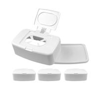 LAPYAPPE Dispensador de Toallitas Portátil Caja Rellenable Fácil de Limpiar de Plástico Pp Blanco Paquete de 4 Unidades para Cocina y Dormitorio