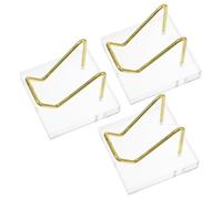 LAPYAPPE Expositor Transparente de Acrílico Dorado para Minerales y Piedras Preciosas, Soporte de 3 Piezas Diseño Simple para Almacenamiento Organizado en Interiores