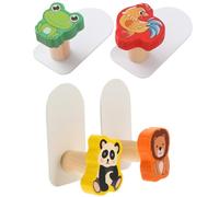 LAPYAPPE Ganchos Autoadhesivos para Pared 4 Piezas Dibujos Animados (panda, León, Rana, Gallina) Resistentes para Colgar Sombreros, Toallas y Ropa sin Taladro, para Baño y Habitación