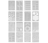 LAPYAPPE Juego de 16 Plantillas de Dibujos para Pintar en Diario DIY de Material Pet Reutilizable para Scrapbooking y Decoración Creativa de Álbumes
