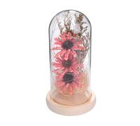 LAPYAPPE Lámpara de Escritorio LED con Flor de Girasol Artificial, Cúpula de Cristal Rosa, Decoración Mini para Hogar y Oficina, Luz Cálida para Ambiente Romántico