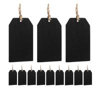 LAPYAPPE Mini Etiquetas con Cadena de Madera de Boj Negras, Letreros de Pizarra Colgantes Dobles para Bodas y Recordatorios, 32 Piezas Fáciles de Colgar y Escribir