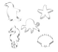 LAPYAPPE Moldes para Hornear Formas de Criaturas Marinas en Acero Inoxidable Juego de 5 para Cortar Galletas y Frutas, Resistentes Oxidación y Aptos para Lavavajillas, Adecuado para