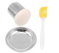 LAPYAPPE Suministros de cocina para panqueques, aplicador de aceite con pincel y bandeja de acero inoxidable, apto para cocinar y freír huevos, set 1 pieza color plata Color Aleatorio