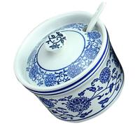 LAPYAPPE Tarro de Cerámica con Tapa y Cuchara para Almacenar Especias y Pimienta, Recipiente Hermético Fácil de Guardar, Adecuado para Hotel y Buffet con Diseño Único