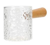 LAPYAPPE Taza de Café Latte Art de Vidrio Mango de Madera de 100ml para Servir Leche y Jugos en Hoteles y Restaurantes