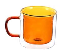 LAPYAPPE Taza de Té de Vidrio Doble Capa de 250ml con Asa, Vaso de Café Térmico para Uso en Cafeterías y Hogar, Resistente al Calor y Frío