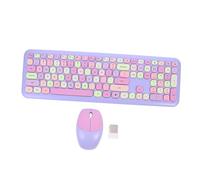 LAPYAPPE Teclado Inalámbrico y Ratón Inalámbrico para Mujer, Diseño Punk Morado Mixto, Conjunto Multifuncional USB sin Batería, Compatible para Oficina y Escuela, Compacto y Portátil