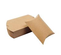 Lapyyne 100 Cajas Tipo Almohada de Papel Kraft, Cajas de Dulces con Cordel, Cajas de Embalaje para Regalos de Boda de Navidad y Halloween