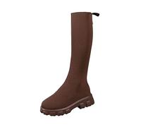 Laquieio Bota De Tacon Para Mujer Estampado Liso Planas Outdoor Boots Antideslizante Ligero Hogar Botines Comodos Que Caminan Algodón Casa Interior Exterior -11