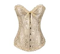 Laquieio Corsé Elástico Corset Pirata Mujer Corset GóTico Crop Top Camis Corsé Por Encima Del Busto Encaje Bra Pechugón Crop top Corsé Blanco Encaje