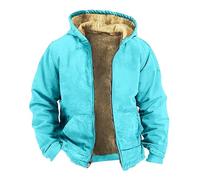 Laquieio Men's Casual Fashion Loose Plus Fleece Thick Zipper Fleece Solid Color Coat Sudadera & (Light Blue, XXXL)