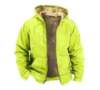 Laquieio Men's Casual Fashion Loose Plus Fleece Thick Zipper Fleece Solid Color Coat Sudadera & (Yellow, XL)