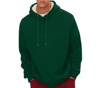 Laquieio Men's Spring Autumn and Winter Pure Color Plus Velvet Thickened Casual Pullover Long Sleeve Warm Sweatshirt Top Fitness (Green, XXXXL)