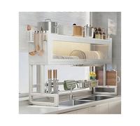 Lar Capaci - Escurreplatos de metal para fregadero de cocina con tapa, ahorro de espacio, para encimera, color blanco, 95 cm