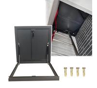 Lar Escotilla de techo de aluminio de 39 x 37 pulgadas, cubierta de acceso resistente a la intemperie con mango de bloqueo, tapa de acero galvanizado negro y sello de goma para Fac Sto