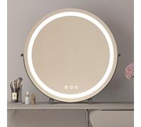 Lar - Espejo de tocador iluminado negro - Espejo de maquillaje giratorio de 360° para tocador, brillo ajustable, ideal para belleza y aseo