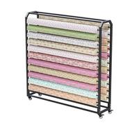 Lar - Estante de tela móvil con ruedas, 18 varillas para pantalla de piel y rollos de papel pintado, calidad comercial, fácil de mover