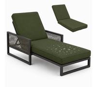 Lar Outdoor Sun Lo Cush - Colchón grueso acolchado resistente al agua con almohadilla de repuesto Str para silla de jardín, verde militar, 188 x 58 x 10 cm