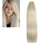 Larafona 9A Extensiones Weft de Cabello Humano 100% Remy Cortina, Pelo Liso Rubio Claro 60# Human Hair Weave 100g 28inch/70cm