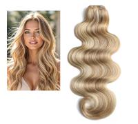 Larafona Extensiones de cabello humano virgen Remy 9A, ondulado, aspectos destacados, pelo brasileño, marrón y rubio, P8/613# 65 cm