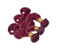 Larafona Extensiones de cabello virgen brasileño ondulado, extensiones de cabello humano 100 % real, cabello ondulado rojo, 3 piezas, tejido cosido (22 pulgadas, 24 pulgadas, 26 pulgadas)