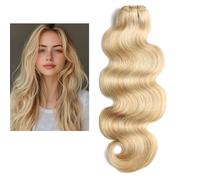 Larafona Extensiones de pelo humano rubio Balayage 100% Virgin Remy Weaving Bundles 9A destacados rubio miel ondulado P27/613# 50 cm