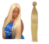Larafona Hair Blonde Hair Bundles Real Hair Weaving Extensions Natural Blonde 613# Silky Straight Human Hair Weft 100g 28inch/70cm