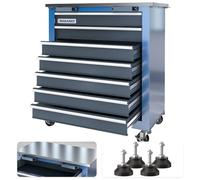 LARBANKE Caja de herramientas rodante de 7 cajones, con ruedas bloqueables de 360° y patas acolchadas, caja de herramientas con sistema de bloqueo con llave y forros de cajones, se puede combinar con