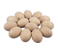 Larber 15 Huevos de Madera Huevos Falsos Grandes para Manualidades de Pascua Huevos Huevos Simulados para Caza de Huevos de Pascua Relleno de Cesta Pintura a Mano Tallado (Naturaleza)