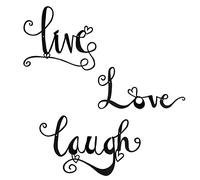 Larber 3 Piezas Decoración Pared de Metal Negro Live Love Laugh Palabras Signos Arte de Pared de Metal Minimalista para Interiores Exteriores Sala de Estar Dormitorio Balcón Cocina Decoraciones