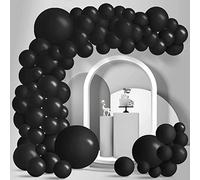 Larber Guirnalda Globos Negros Arcos de Globos Látex 100 Piezas Globos Negros de Diferentes Tamaños de para Cumpleaños Boda Graduación Mascarada de Halloween Decoracione