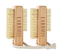 Larbois Cepillo de uñas para limpiar las uñas, paquete de 2 cepillos de madera para limpiar las uñas, cepillo de dos caras con cuerda para colgar (madera de haya)