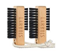 Larbois Cepillo de uñas para limpiar las uñas, paquete de 2 cepillos de madera para limpiar las uñas, cepillo de dos caras con cuerda para colgar (madera de haya)