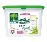 L'ARBRE VERT -Lessive Capsule Liquide au Savon Végétal - Hypoallergénique - Sans Allergènes - 22 Capsules Lavages - 580,8 GR - Écolabel Européen - Approuvée par les médecins allergologues de l’ARCAA