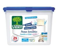 L'ARBRE VERT - Lessive Capsule Liquide pour Peaux Sensibles - Famille et Bébé - Hypoallergénique - Sans Allergènes - 22 Capsules Lavages - 580,8 GR - Certifiée Label ECARF