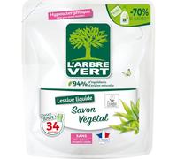 L'ARBRE VERT - Recharges Lessive Liquide au Savon Végétal - Hypoallergénique - Sans allergènes - 33 lavages - 1,5 L - Certifiée Écolabel Européen - Approuvée par les médecins allergologues de l’ARCAA