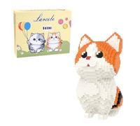 Larcele 1296 Piezas Bricolaje Micro Gato Bloques de Construcción Set para Mayores de 12 Años KLJM-05 (Gato Munchkin-Naranja)