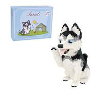 Larcele 1390 Piezas Bricolaje Micro Perro Bloques de Construcción Set para Mayores de 12 Años KLJM-02(Husky Siberiano 2)